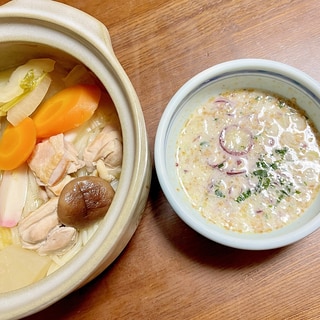 爽やか胡麻味噌つけだれ　鶏肉うどん鍋